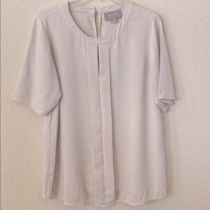 August 1 Eight Cream Blouse with Mandarin Collar and Pleated Style Size M
